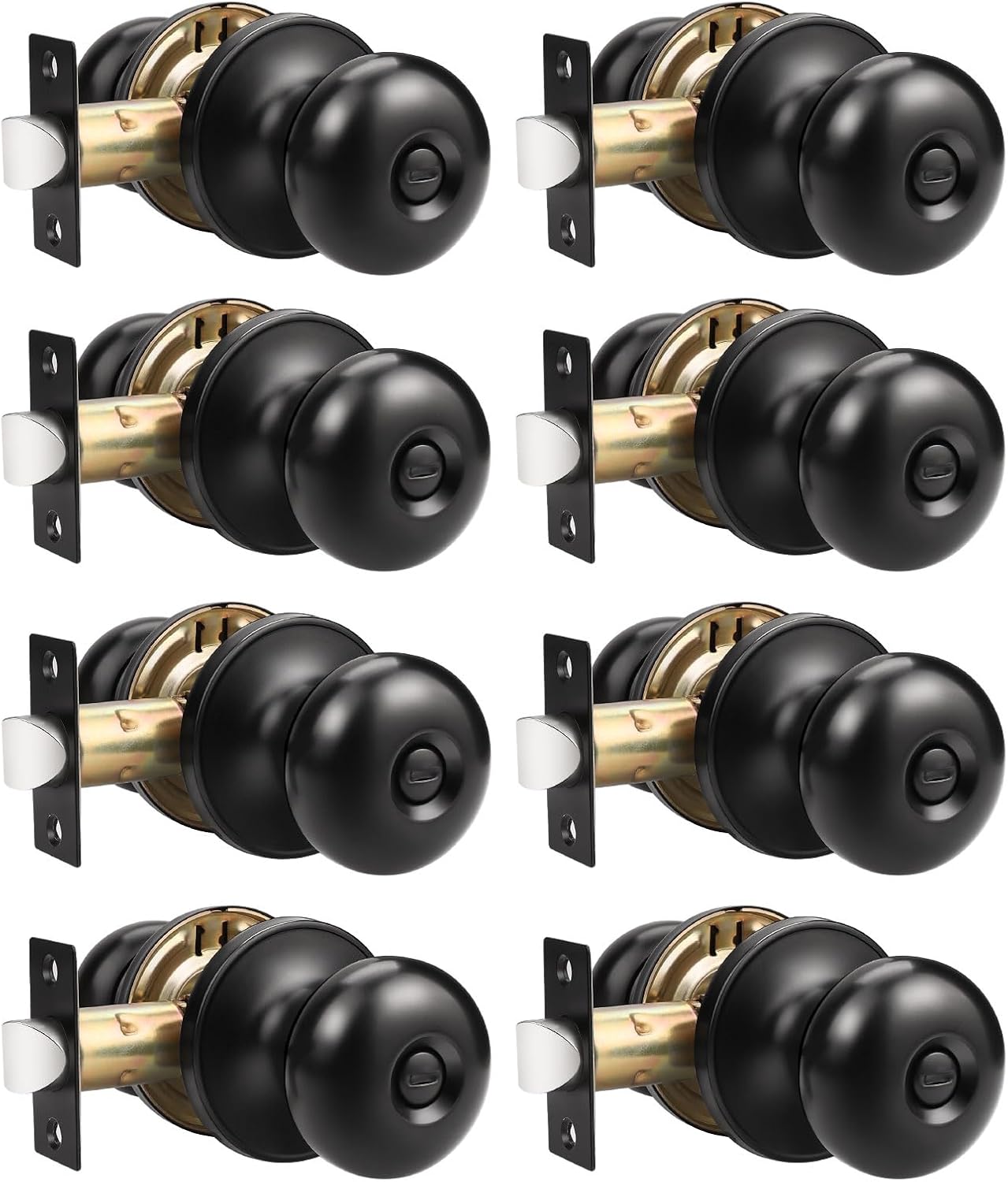 GOBEKOR Privacy Door Knobs Interior Matte Black Keyless Set