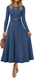 Stylish ZESICA Long Sleeve Midi Dress Perfect for Autumn Wear