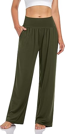 UEU Women's Cozy Wide Leg Pants for Yoga and Lounge Wear