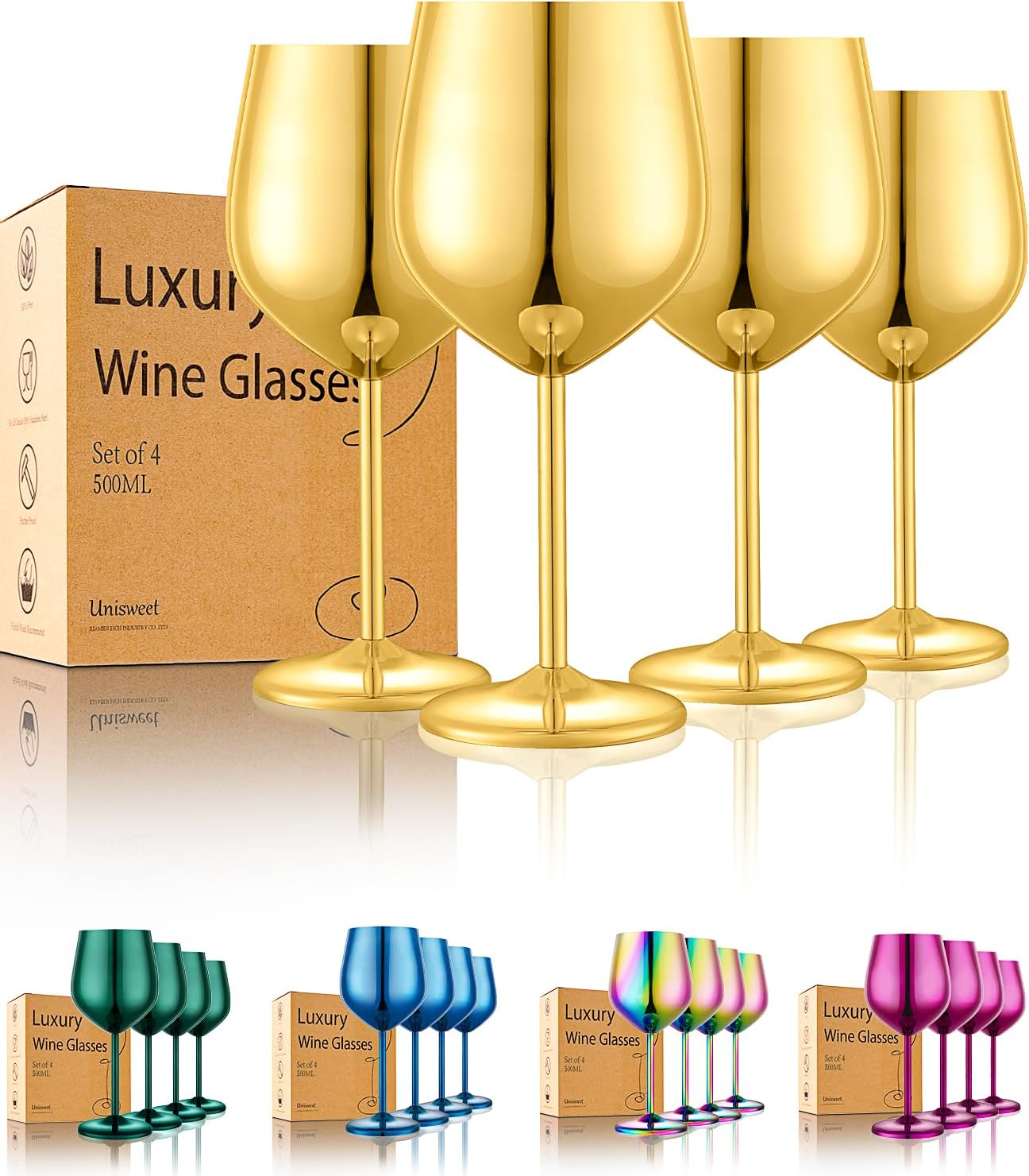 Unbreakable Stainless Steel Wine Glasses Set of 4 for All Occasions