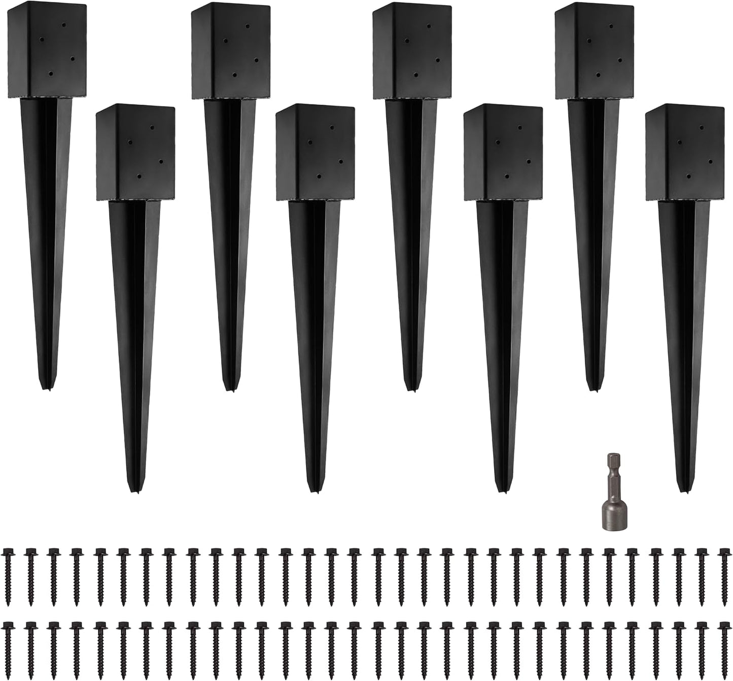 4x4 Fence Post Anchor - 24ft Black Powder Coated Metal Spike