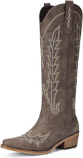 Cowboy Boots for Women Knee High Pointed Toe Chunky Heel - Timeless on