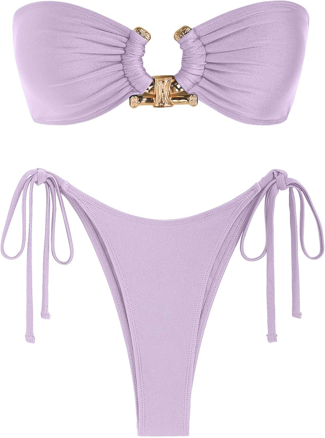 ZAFUL Metal Ring Bandeau Bikini Set for Stylish Beach Days