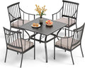 PHI VILLA 5 Piece Outdoor Dining Set with Cushion - Sturdy Weather