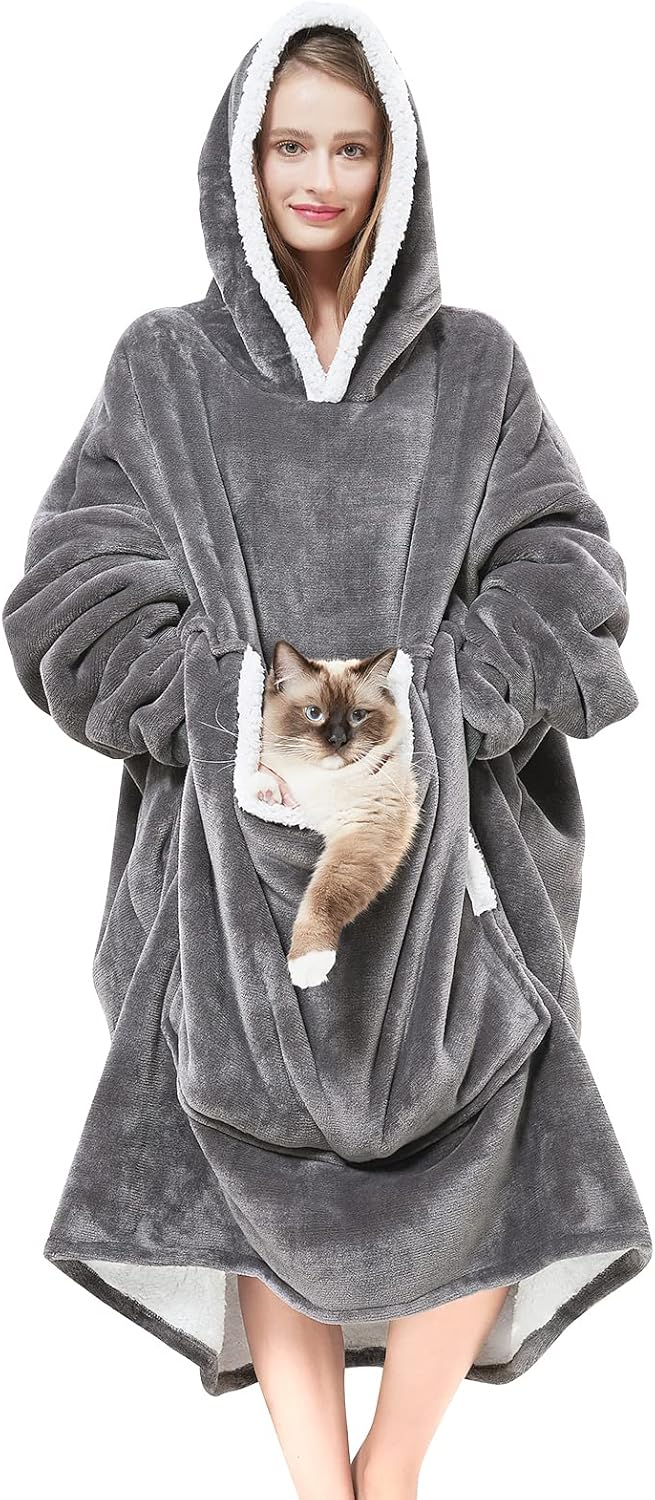 Wearable Blanket Hoodie with Giant Pocket for Cozy Comfort