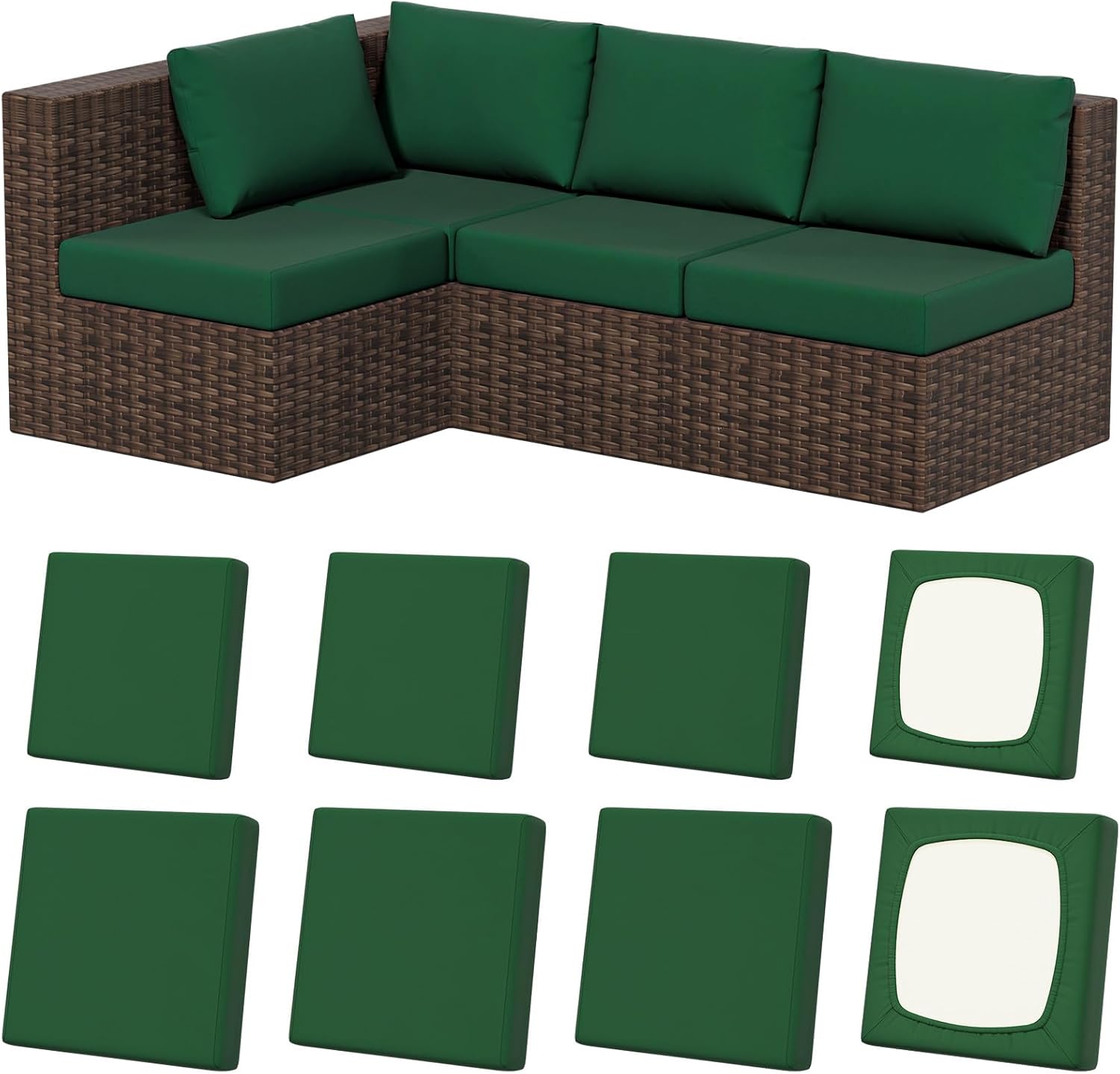 8Pcs Stretch Patio Cushion Covers for Outdoor Furniture Use