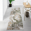 Marble Swirl Abstract Area Rug Green 2x7 - Elegant Runner for Hallways