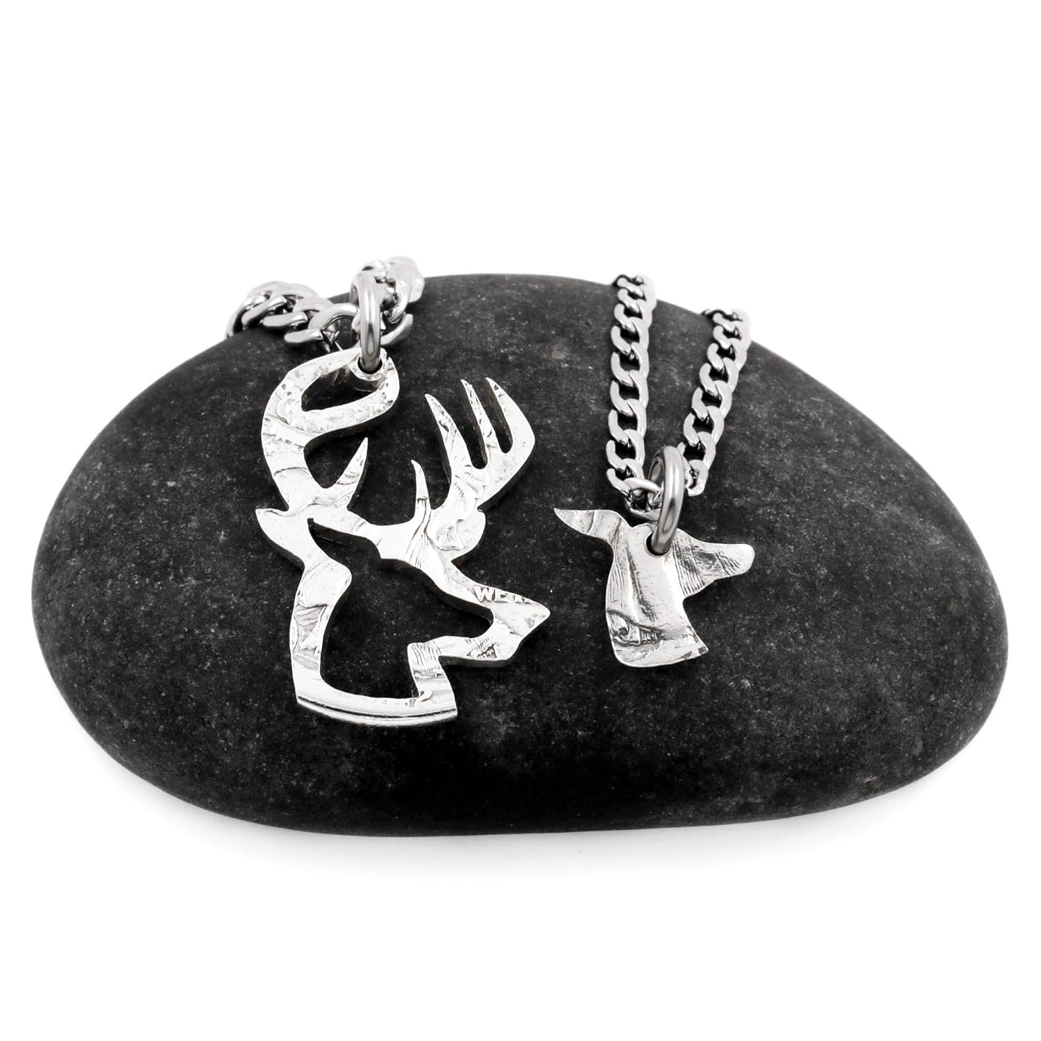 Buck and Doe Necklaces for Couples - Unique Hand Cut Set