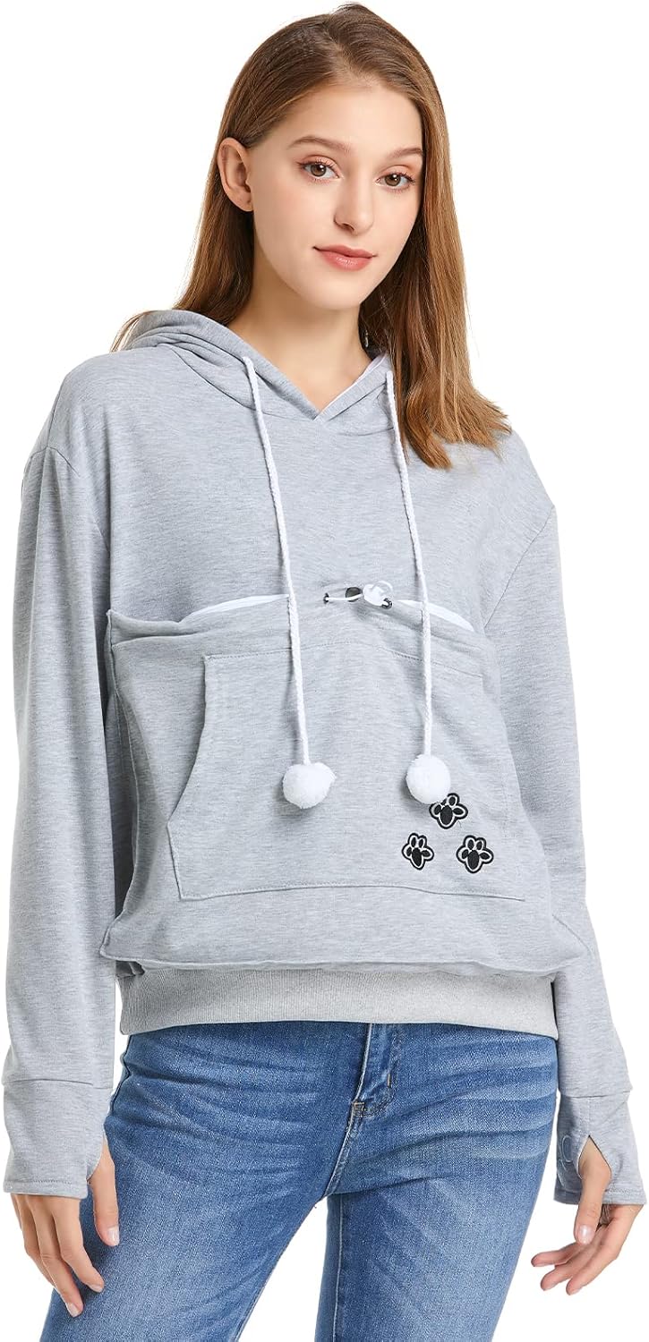 Pet Holder Hoodie with Cat Print - Stay Cozy on the Go!