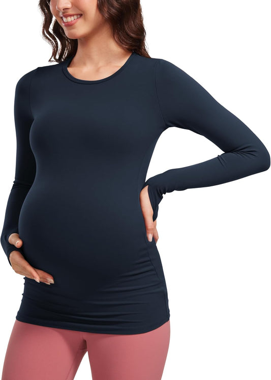 CRZ YOGA Womens Butterluxe Long Sleeve Maternity Tops