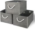 Medium Storage Bin 3 Pack - Grey Fabric Storage Baskets for Shelves