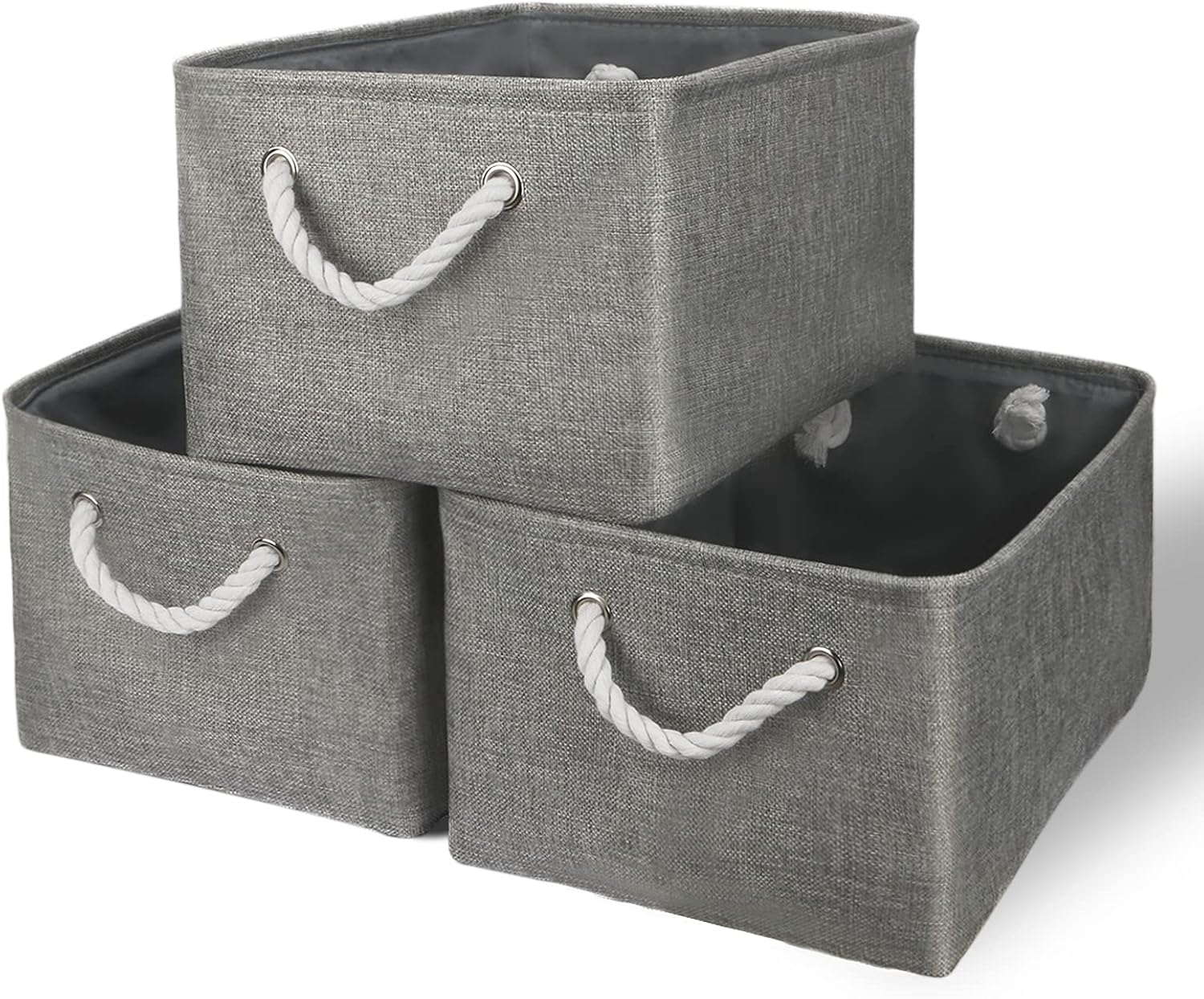Medium Storage Bins for Organizing Shelves - 3 Pack Baskets