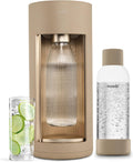 Mysoda Glassy Sparkling Water Maker - Silent Nordic Design, Sliding Door Opening - Latte