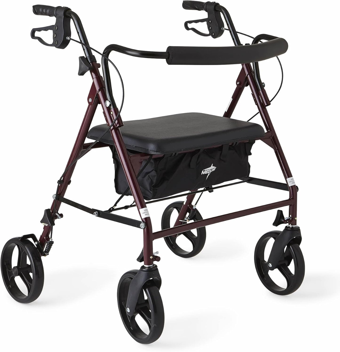Medline Large Steel Bariatric Rollator Walker for Seniors