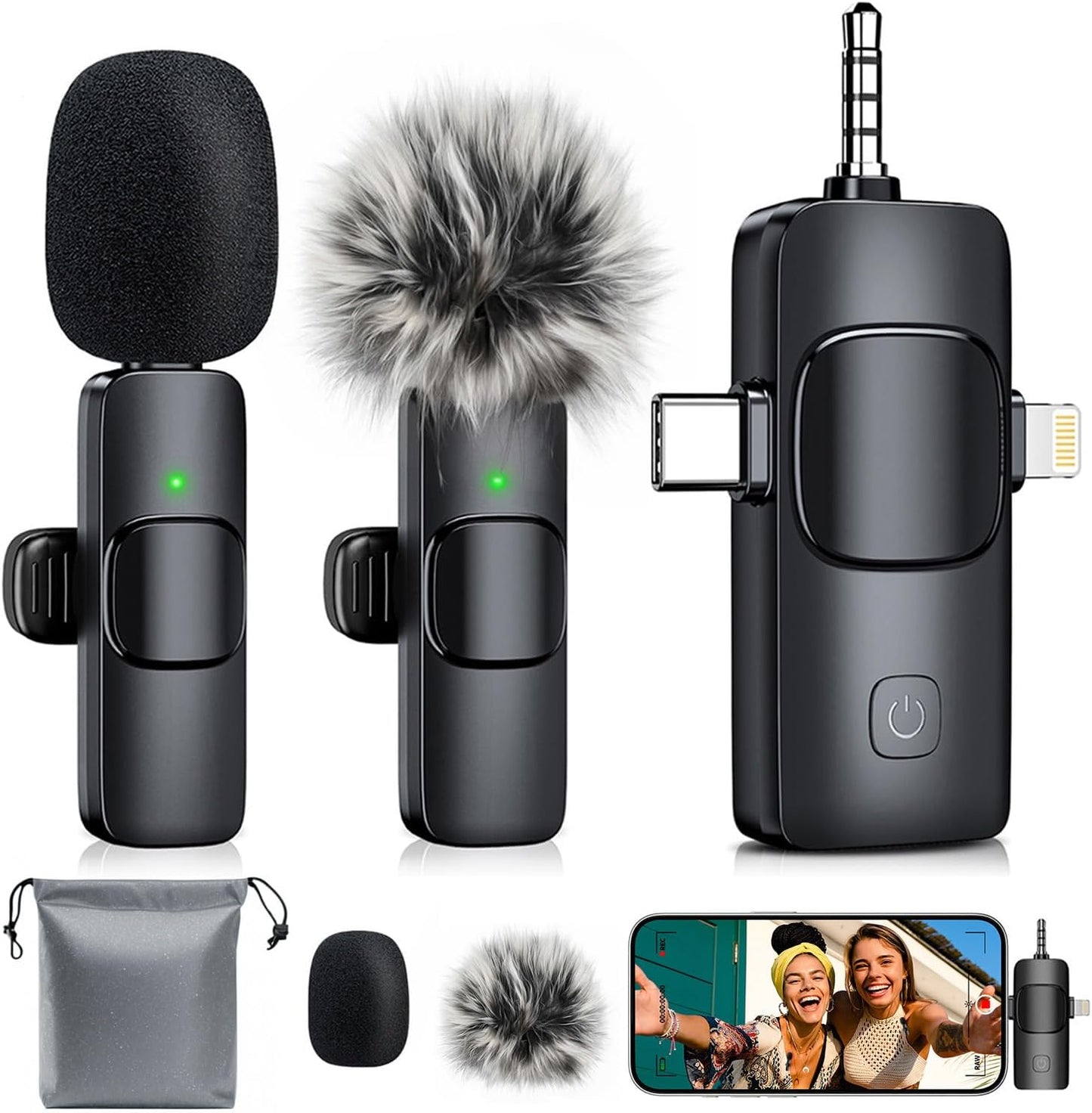 3-in-1 Mini Microphone for iPhone: Wireless Lavalier Mic