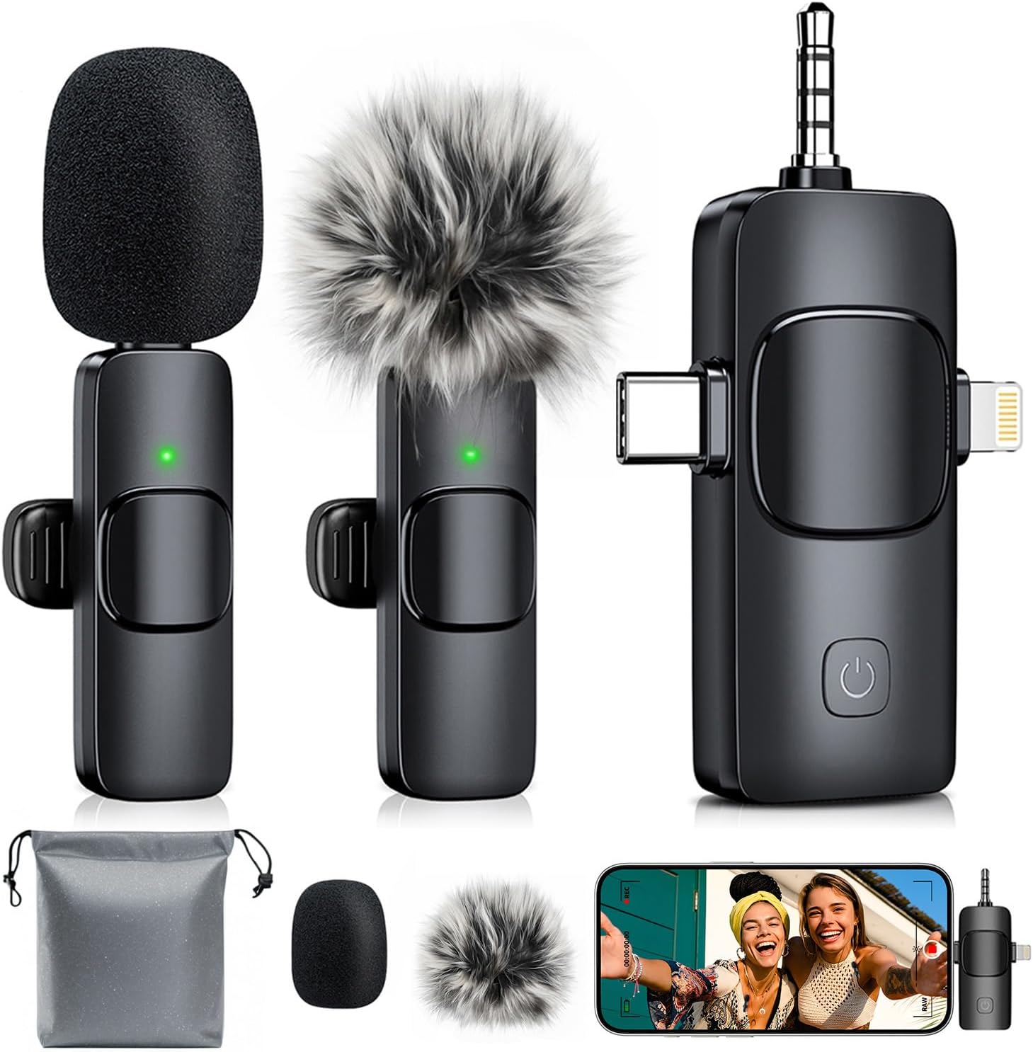 3-in-1 Mini Microphone for iPhone: Wireless Lavalier Mic
