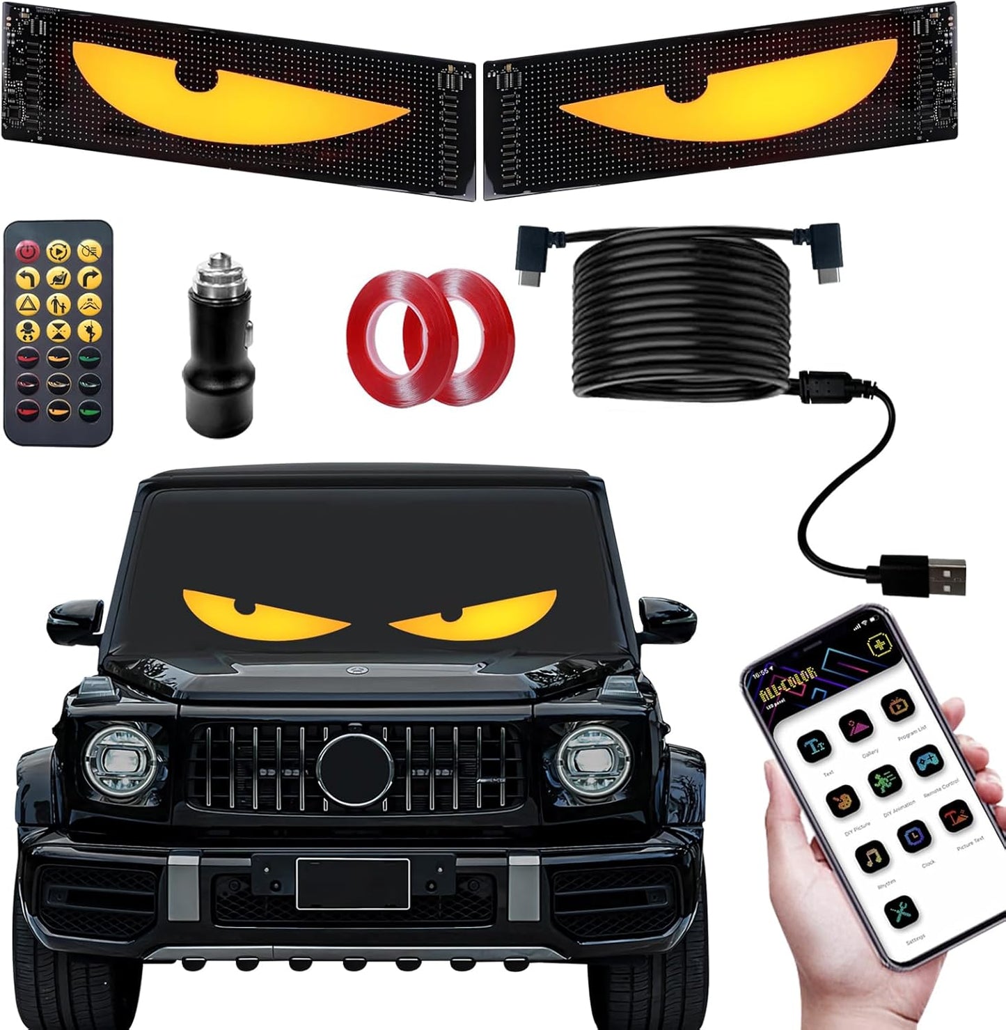 Synchronized Devil Led Eyes Light for Car Windshield - 15x4