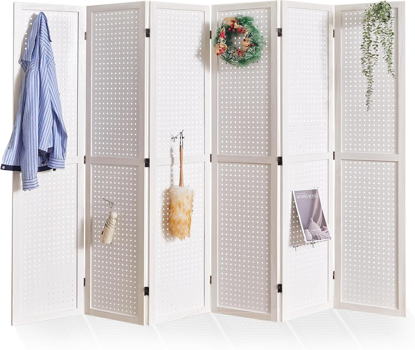 5.6Ft Wooden Pegboard Display for Craft and Art Showcase