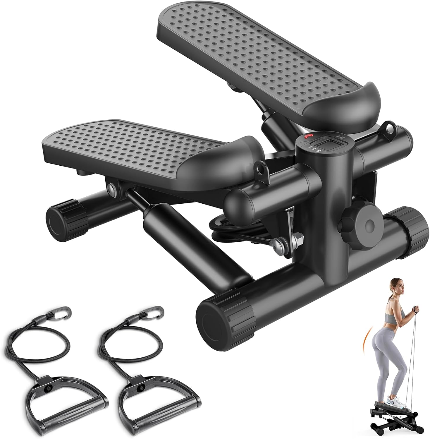 Mini Stair Steppers with Resistance Bands for Home Workouts