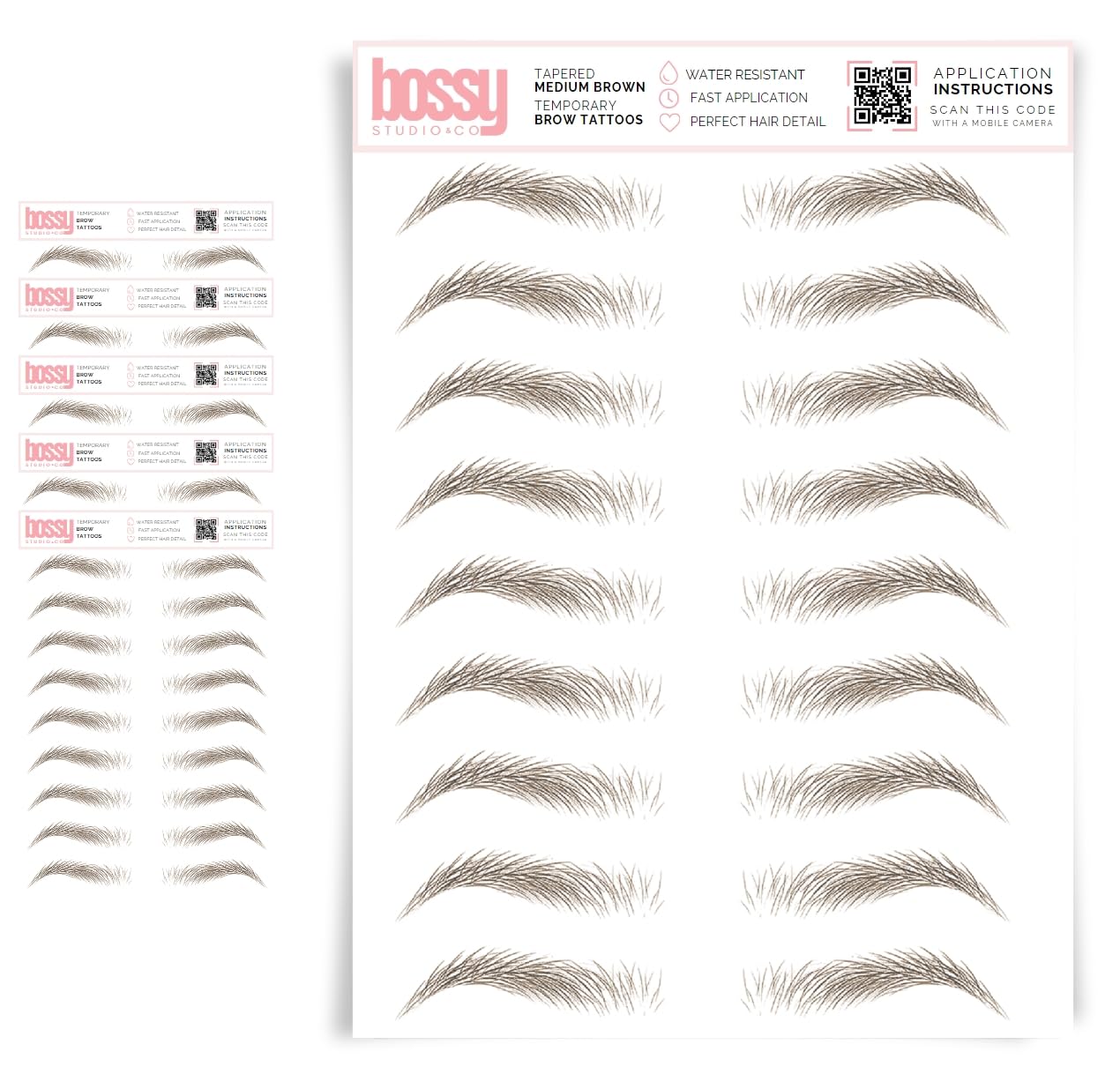 5 Pack Waterproof Eyebrow Tattoos for Natural Hair-Like Brows
