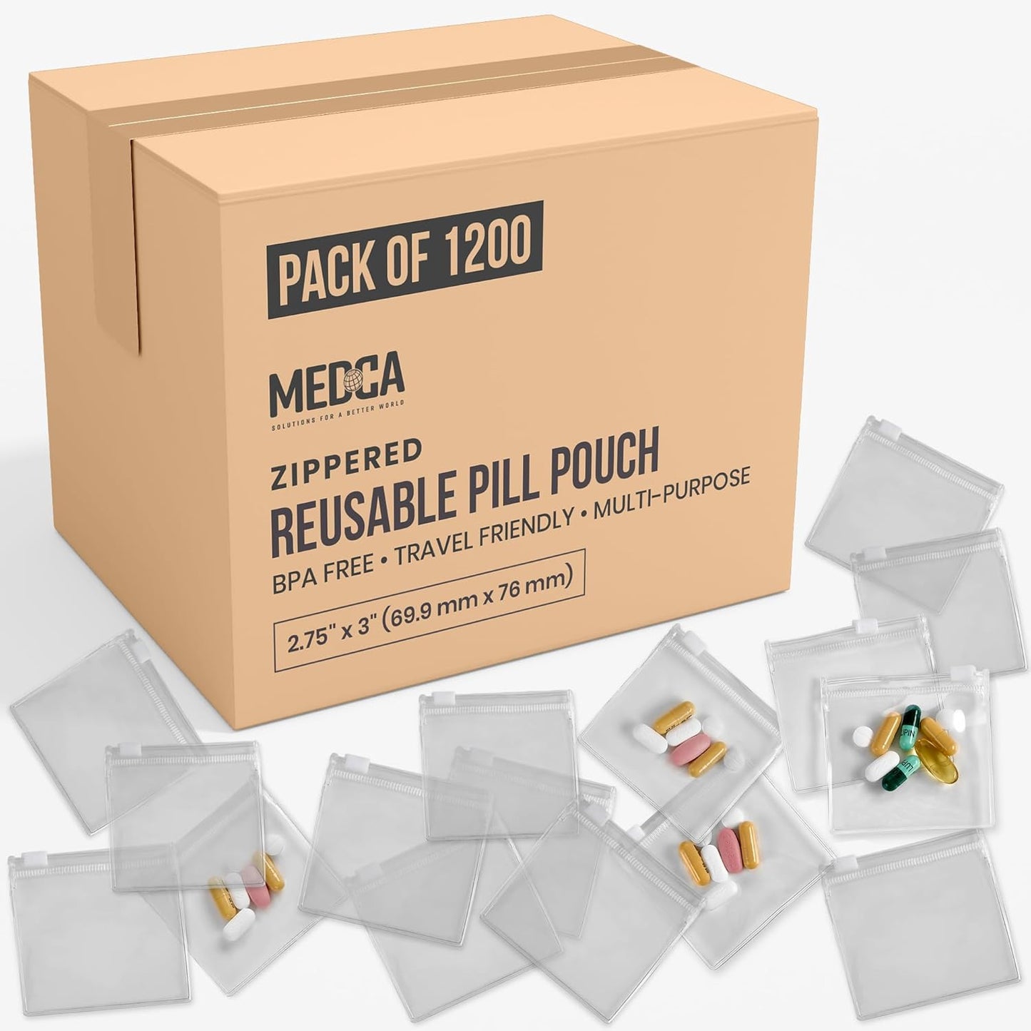 Zippered Pill Pouch Bags - Clear Plastic Mini Bags for Travel