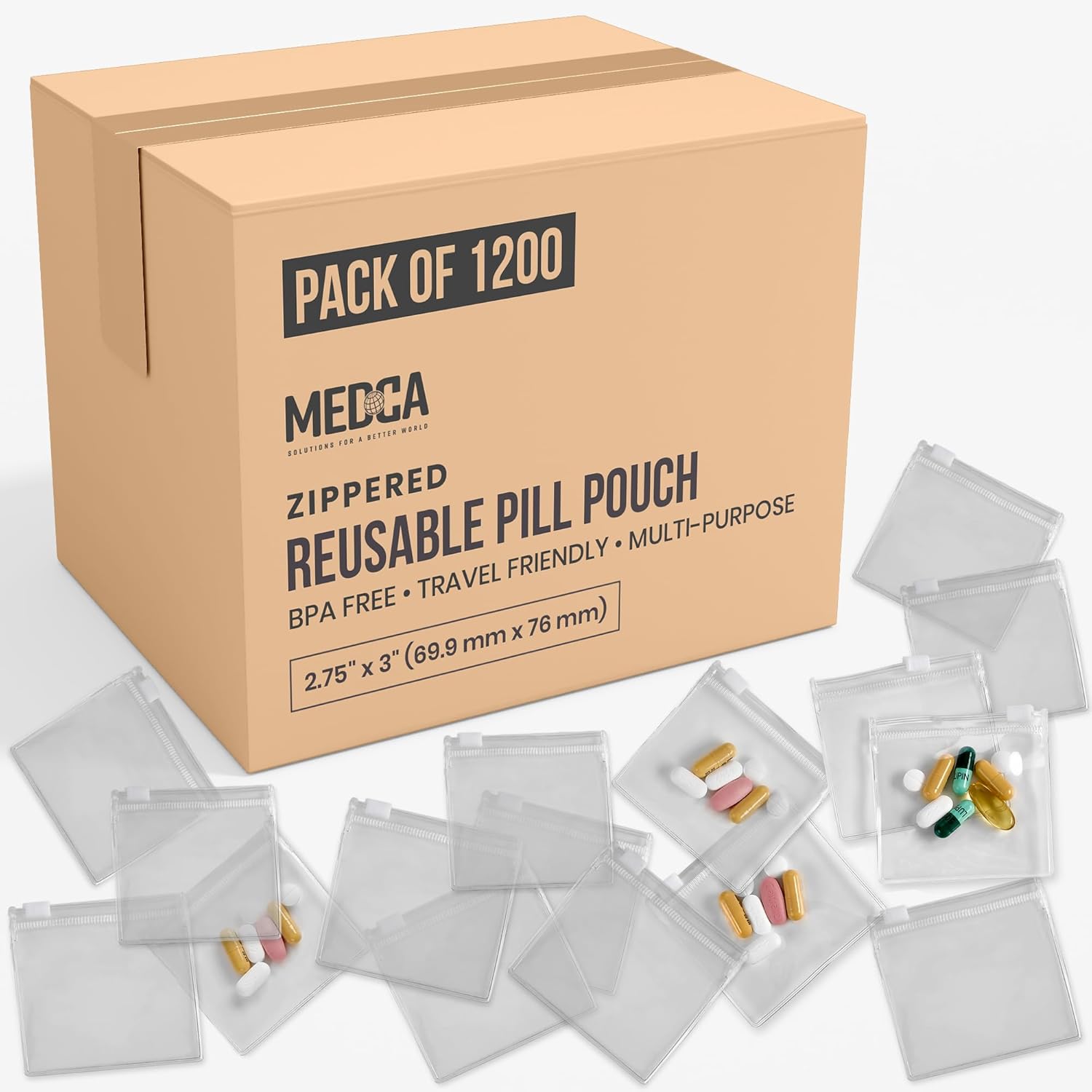 Zippered Pill Pouch Bags - Clear Plastic Mini Bags for Travel