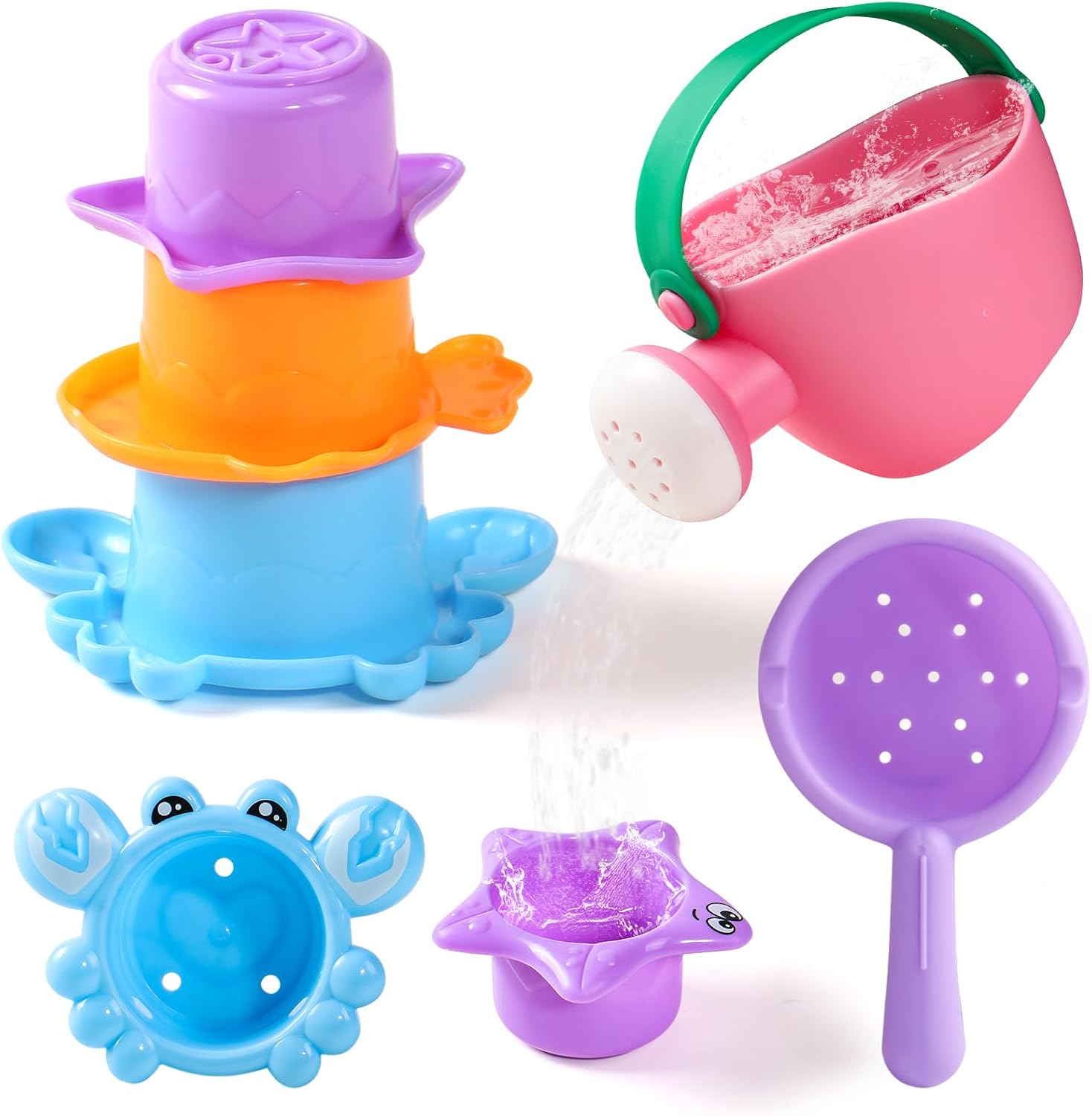 5-Piece Mold-Free Baby Bath Toys Gift Set - Ages 1-3, Bathtub Fun!