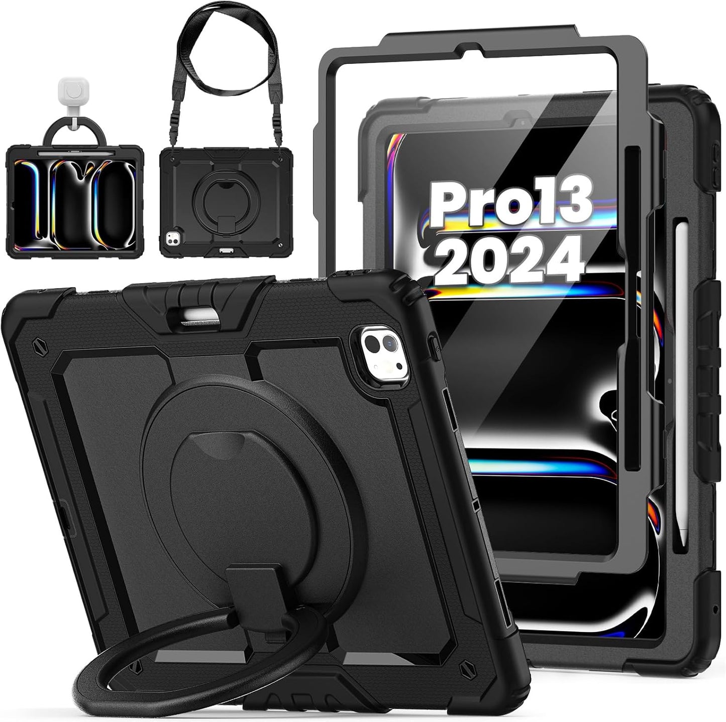 Heavy Duty Shockproof iPad Pro 13 Inch Case with Stand & Strap