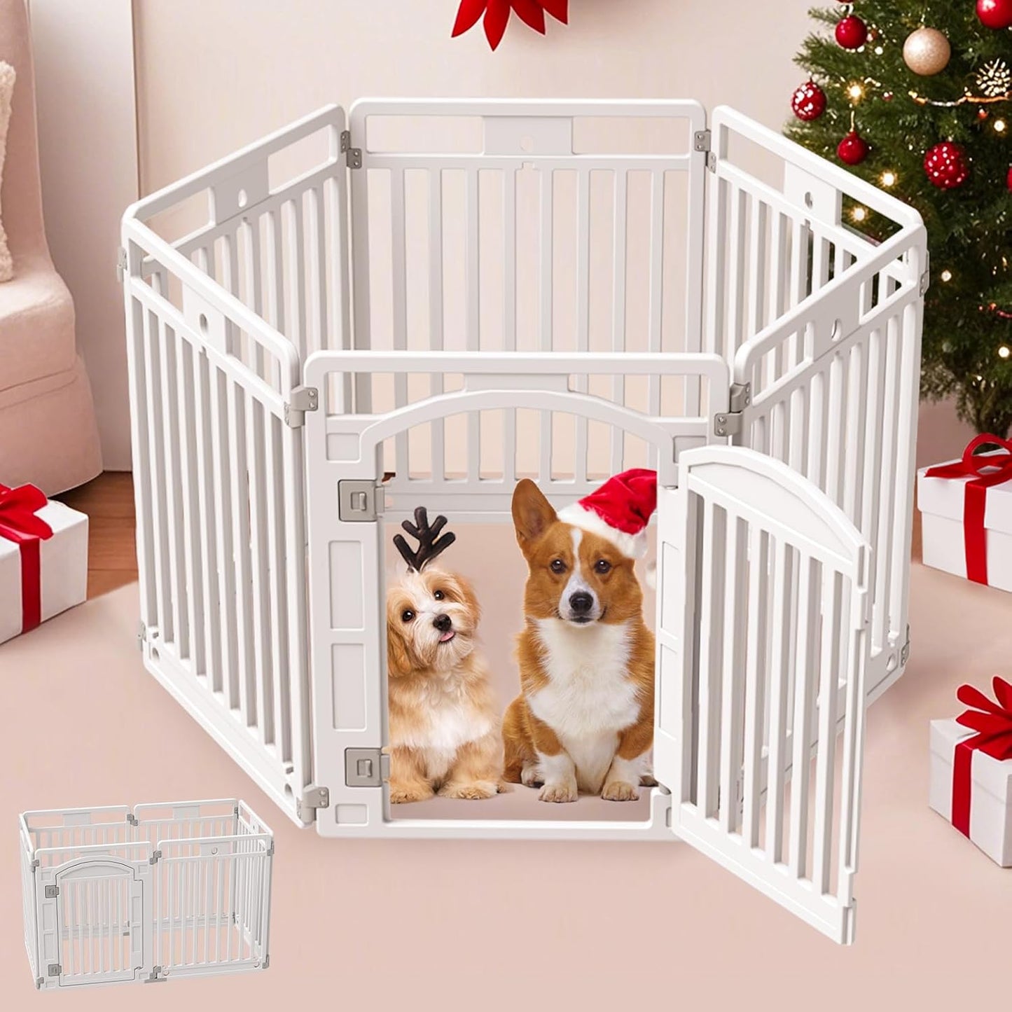 Pet Playpen with Door for Small Dogs - Easy to Assemble 6 Panels
