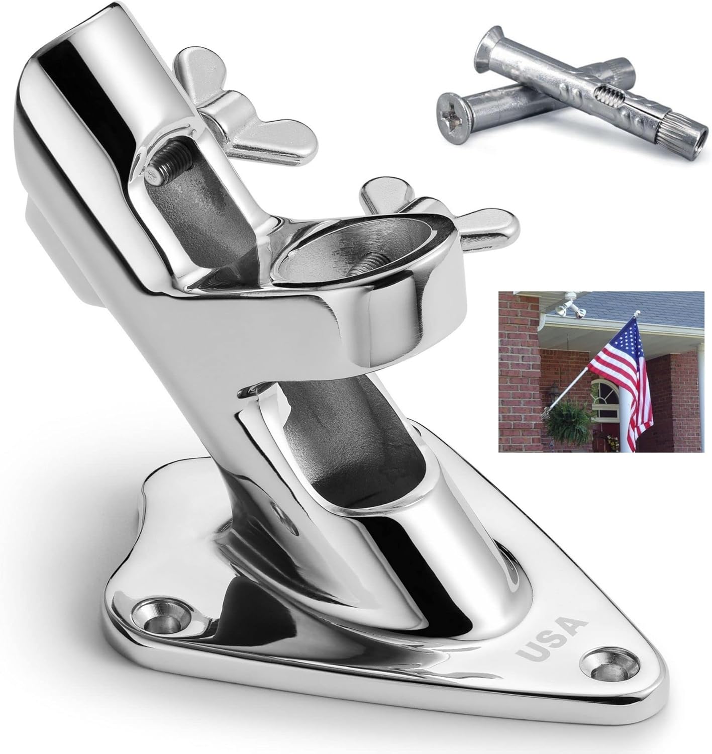 Heavy Duty Flag Pole Holder for Outdoor Use - 316 Stainless Steel