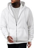 Mens Full Zip Cotton Hooded Fleece Sweatshirt - Casual Warmth