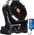 20000mAh Camping Fan with LED Lantern - Rechargeable 4-Speed Portable