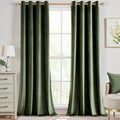 Olive Green Velvet Blackout Curtains 80 in - Plush Room Darkening