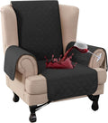 Wing Chair Waterproof Slipcover Black - Triple Non-Slip Fit