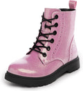 Boys Girls Waterproof Combat Boots with Side Zipper - Patent & Faux