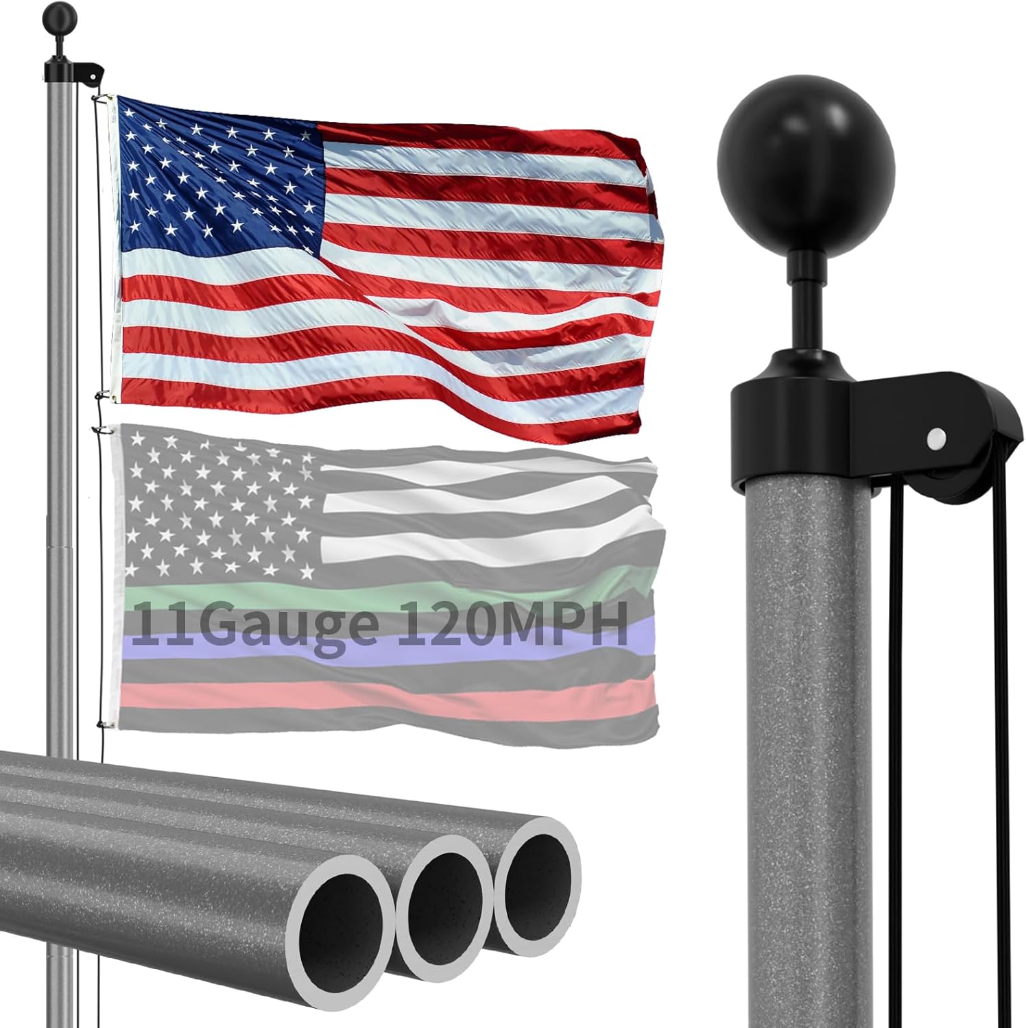 11 Gauge Heavy Duty Flag Pole for Unmatched Wind Resistance