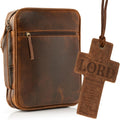 Leather Bible Cover for Men and Women - Antique Brown Case