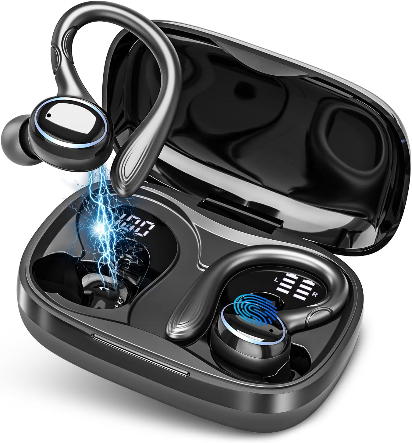 Catitru Wireless Earbuds: 56Hrs Playtime, Waterproof, Over-Ear Hooks