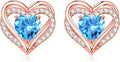 Iefil Christmas Earrings for Women - Sterling Silver Birthstone Studs