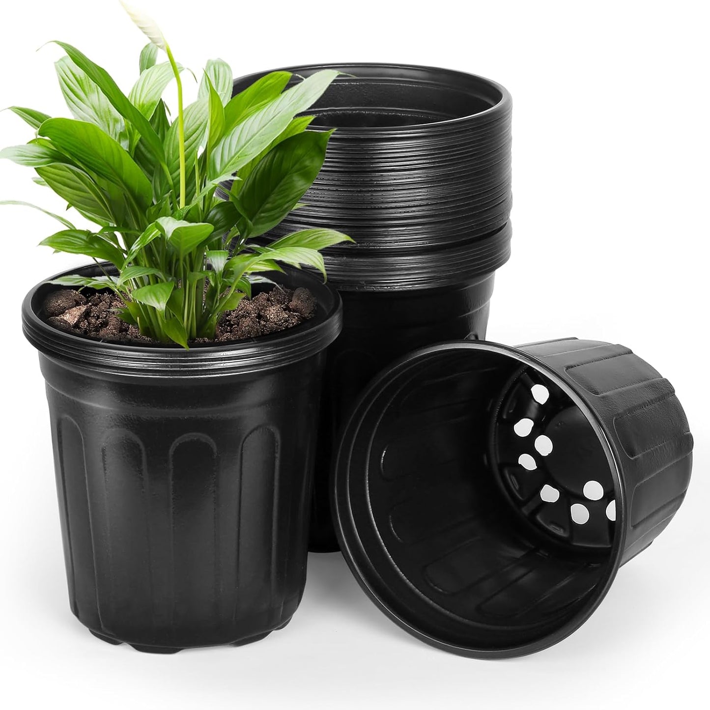 2 Gallon Plastic Nursery Pots for Outdoor Plants - 36 Pack