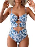 Eomenie One Piece Swimsuit Ring Linked Monokini - Flattering