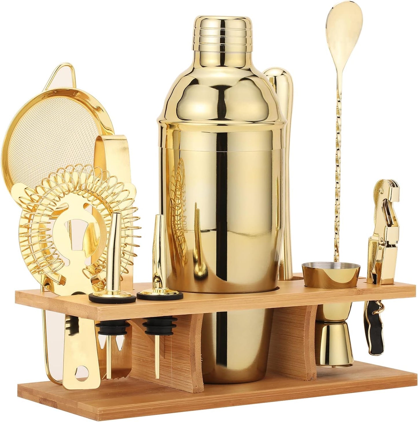 Professional 11Pcs Gold Cocktail Shaker Set for Home Bartenders