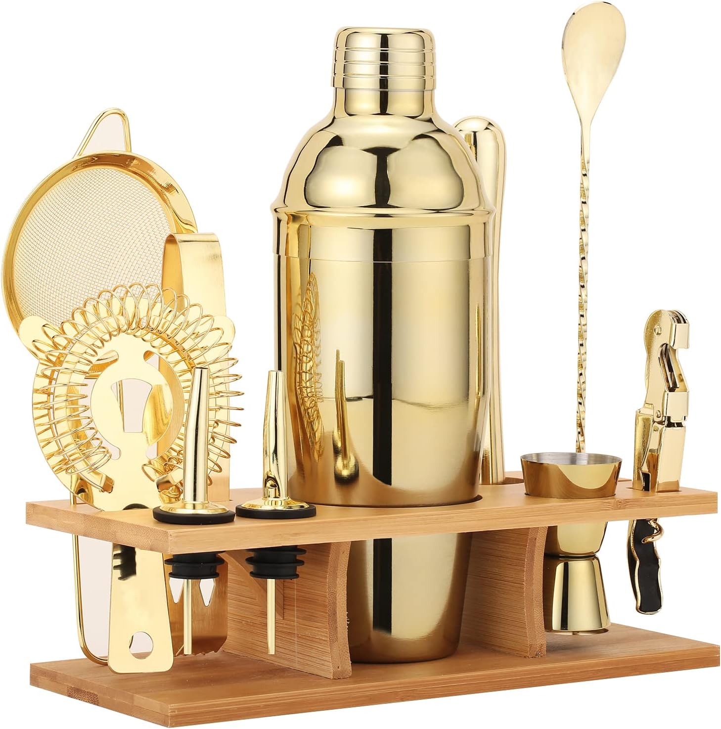 Professional 11Pcs Gold Cocktail Shaker Set for Home Bartenders