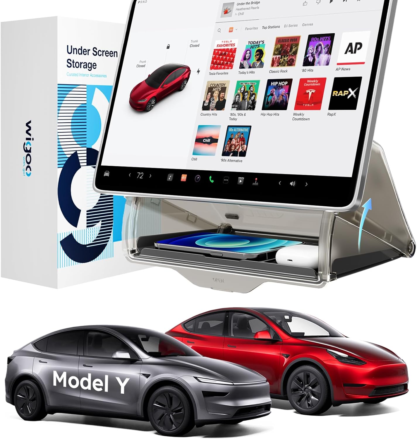 Wigoo Tesla Model Y Juniper Under Screen Storage Box Organizer