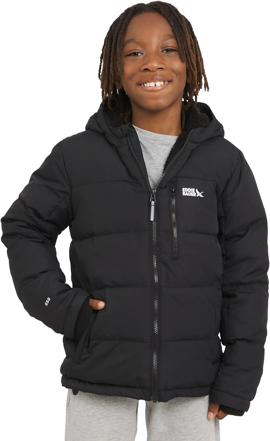 Eddie Bauer Girls' Classic Heavyweight Faux Fur Lined Jacket