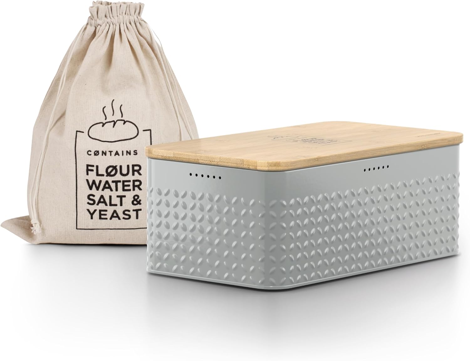 LARS NYSM Bread Box with Bamboo Lid for Freshness and Style