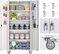 72in White Garage Storage Cabinet with Wheels & Pegboard - Locking