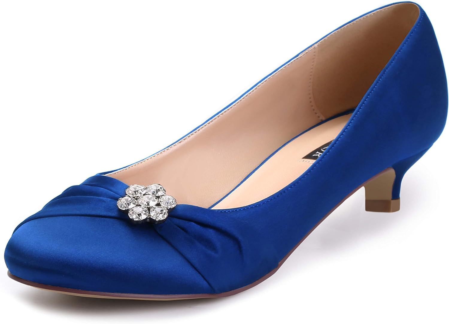 ERIJUNOR Women Closed Toe Comfort Kitten Heels for Weddings