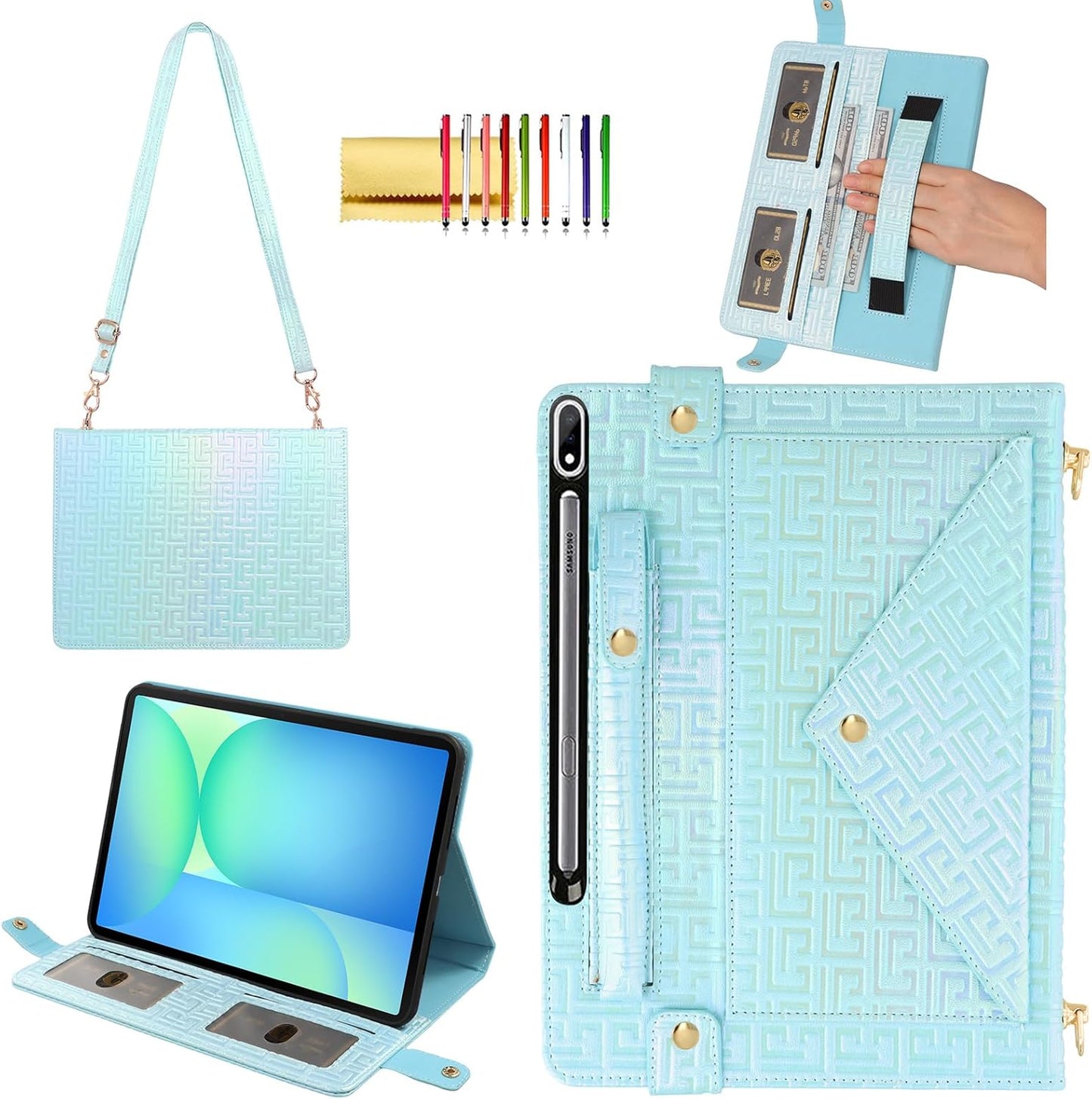 Shiny Case for Samsung Galaxy Tab S10 FE Plus with Wallet Design