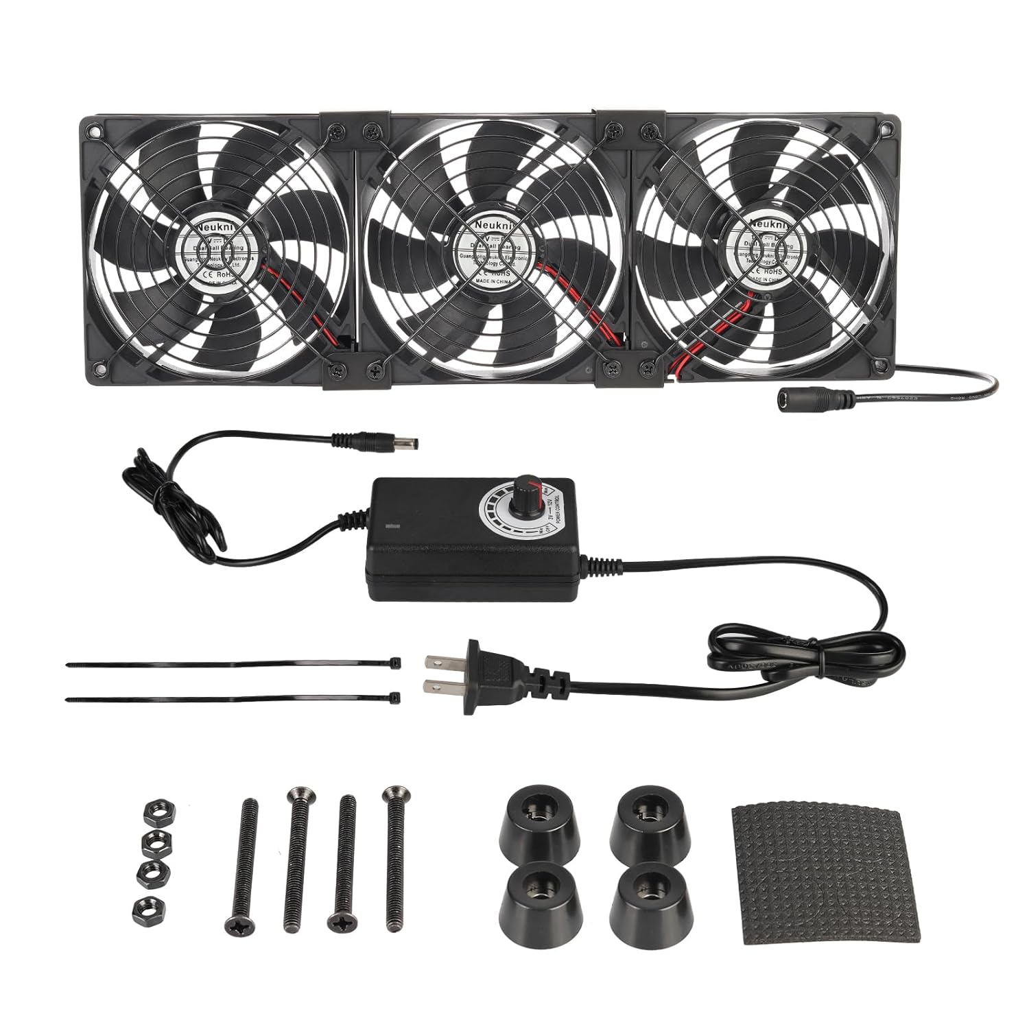 3X 120mm Computer Fan with AC Plug for Versatile Cooling Needs